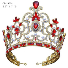 Red Big Drop Water Stone Alloy Queen Crown